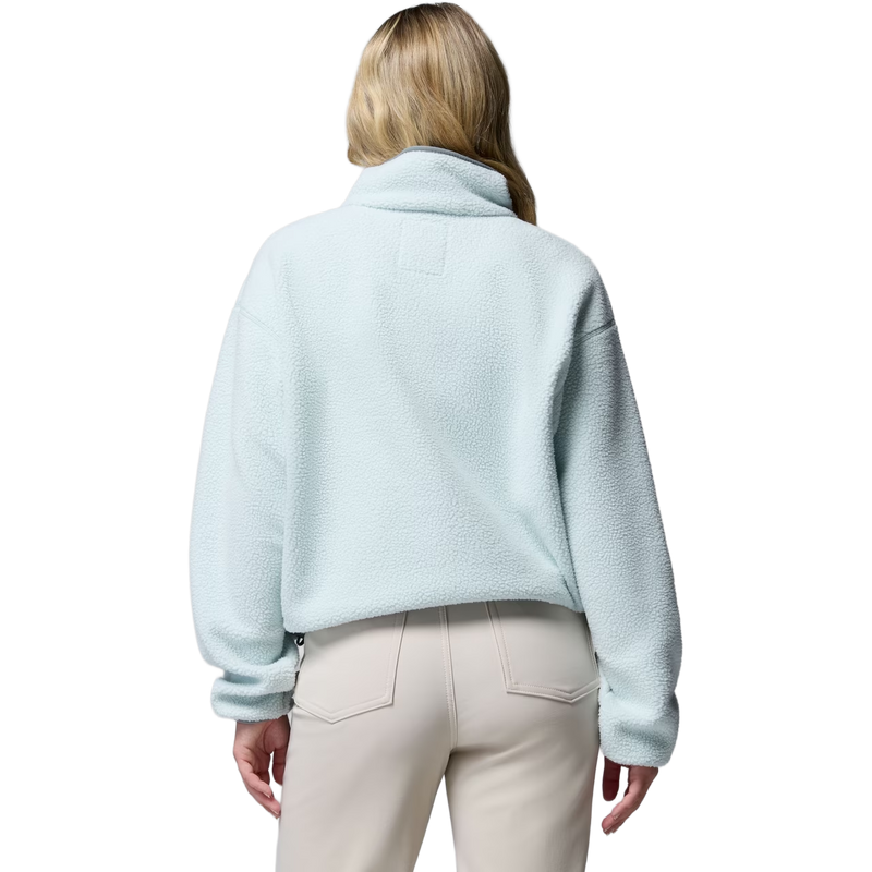Women's Helvetia II Cropped 1/2 Snap Pullover, Columbia Women's Helvetia II Cropped 1/2 Snap Pullover in 342 Teal/Dark Stone/ Sedona Sage back