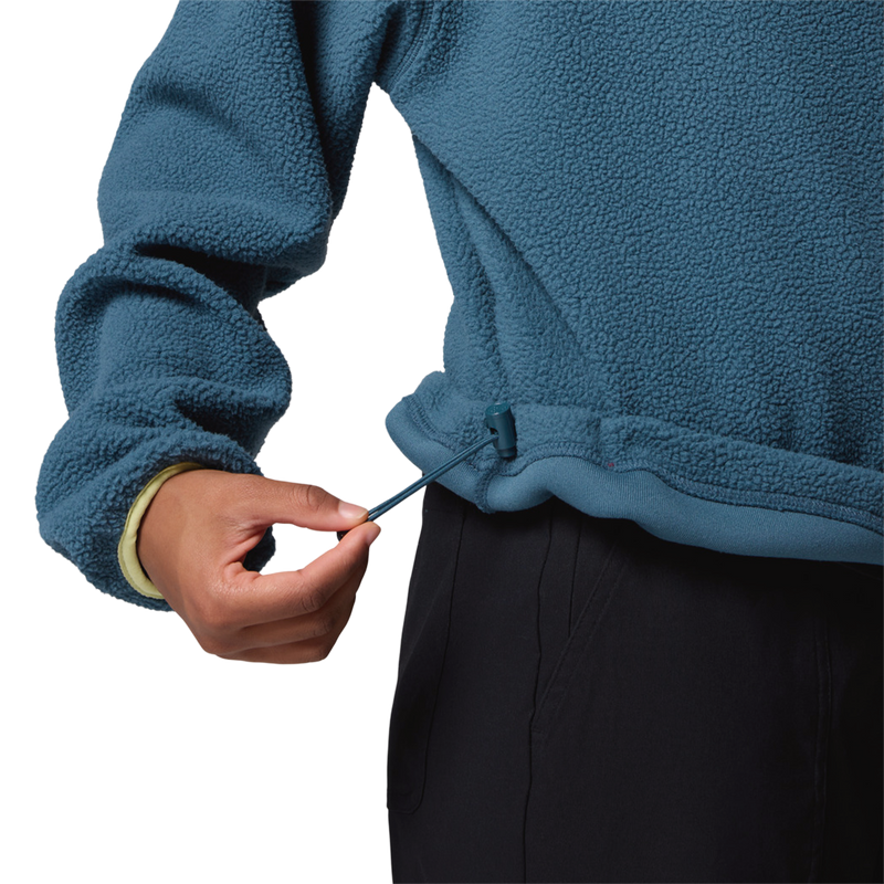 Women's Helvetia II Cropped 1/2 Snap Pullover, Columbia Women's Helvetia II Cropped 1/2 Snap Pullover in 429-Everblue draw string