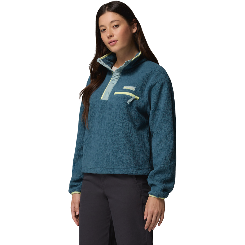 Women's Helvetia II Cropped 1/2 Snap Pullover, Columbia Women's Helvetia II Cropped 1/2 Snap Pullover in 429-Everblue front left