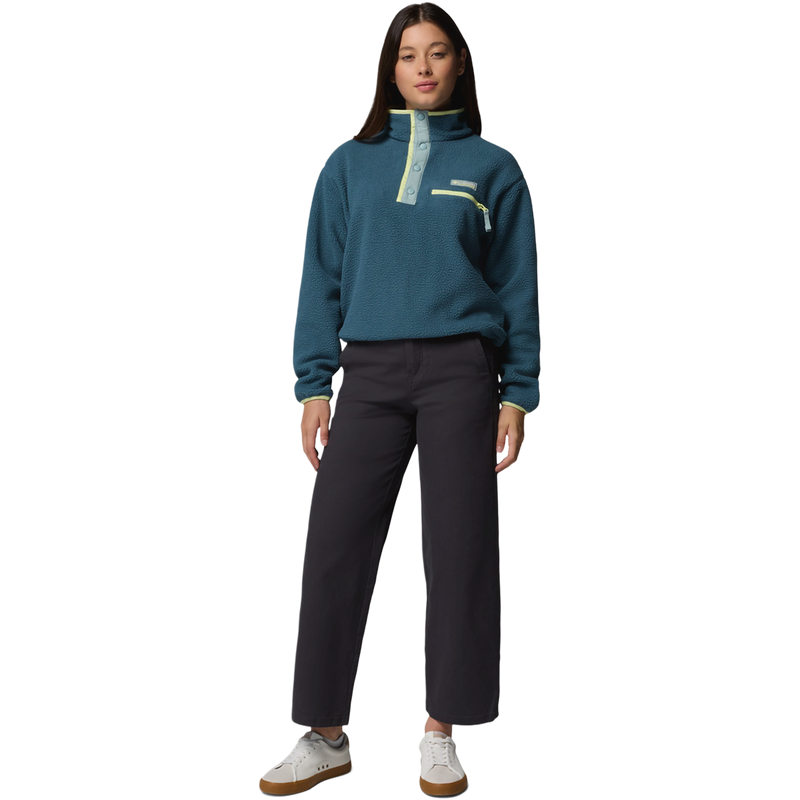 Women's Helvetia II Cropped 1/2 Snap Pullover, Columbia Women's Helvetia II Cropped 1/2 Snap Pullover in 429-Everblue front full length