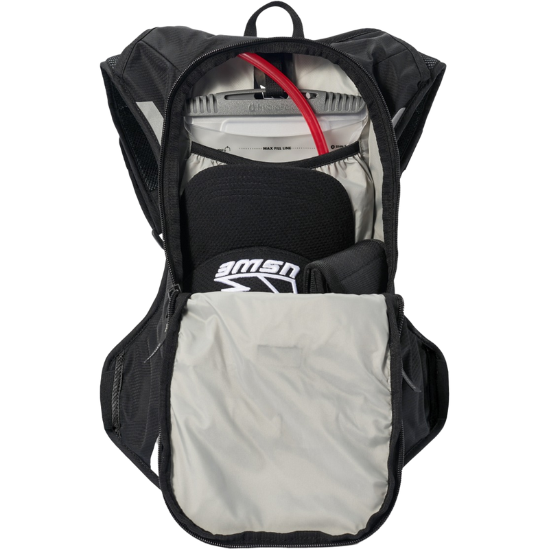 MTB Hydro 8L, USWE MTB Hydro 8L in Carbon Black unzipped 