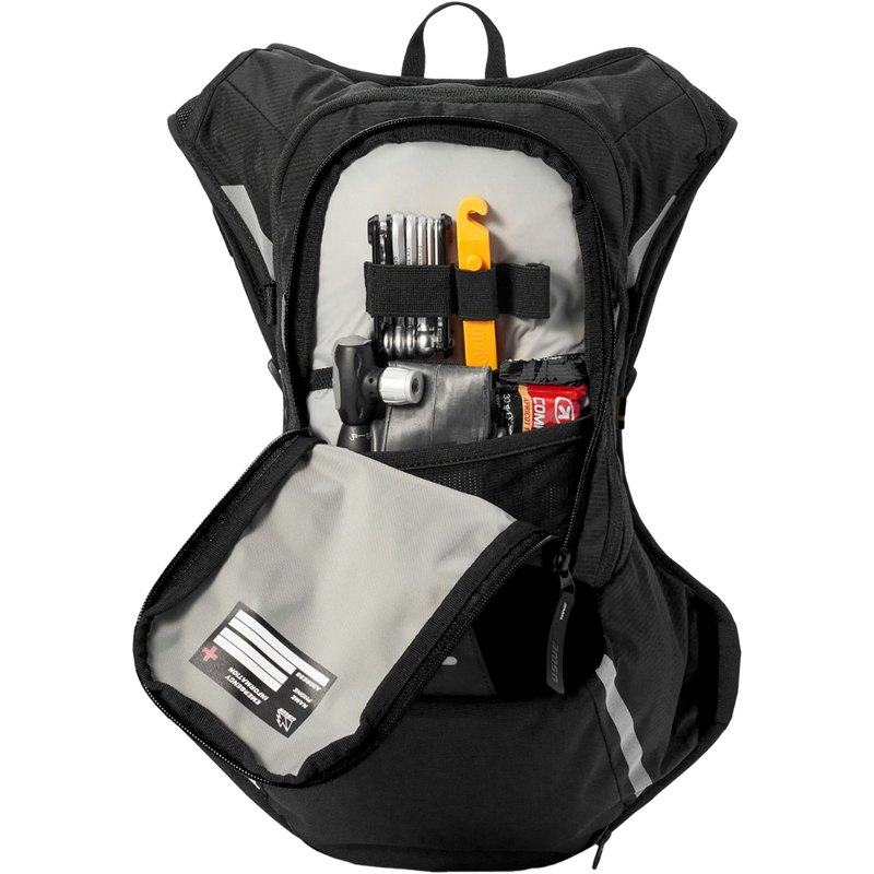 MTB Hydro 8L, USWE MTB Hydro 8L in Carbon Black unzipped