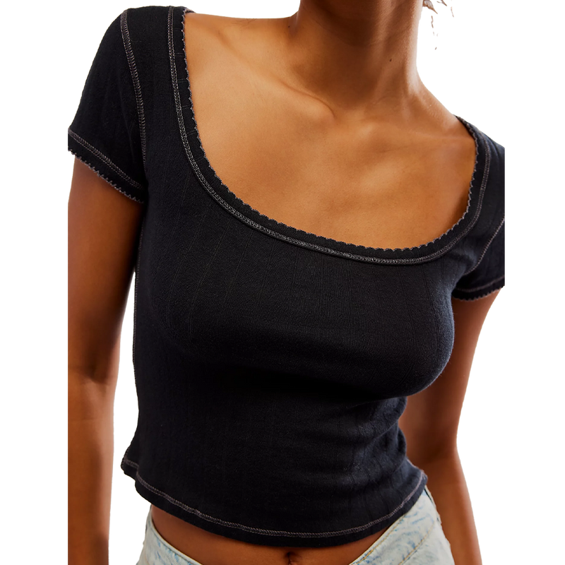 Women's End Gam Pointelle Baby Tee, Featured Image