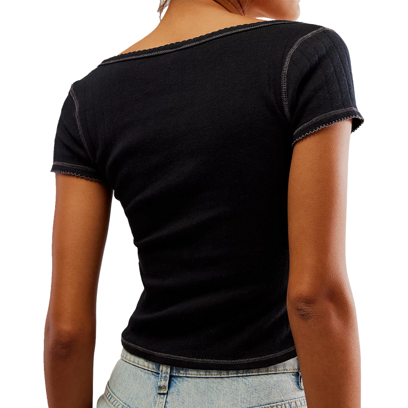 Women's End Gam Pointelle Baby Tee, Free People Women's End Gam Pointelle Baby Tee back