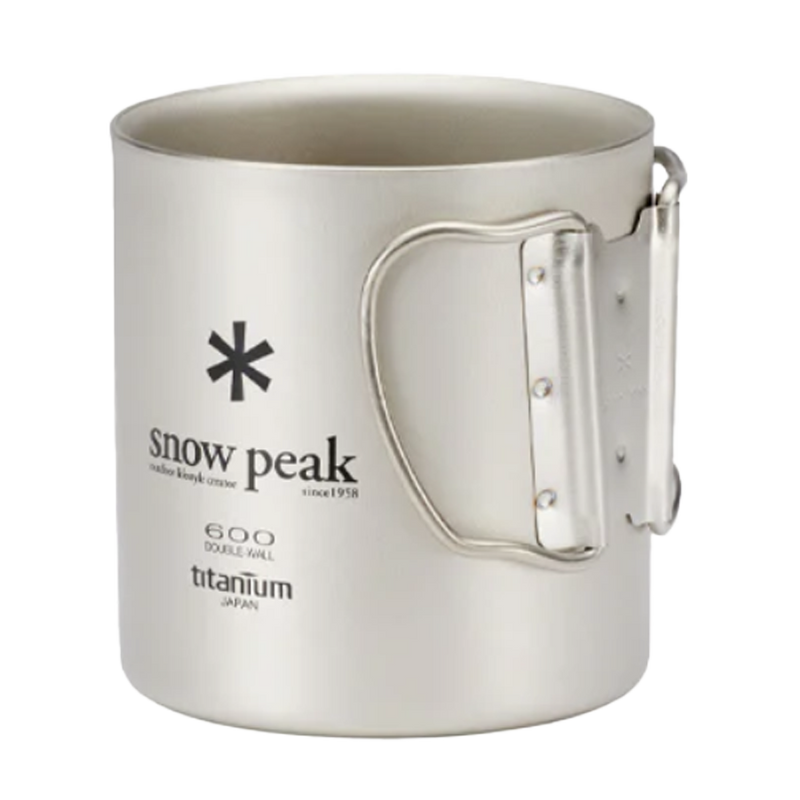 Ti-Double 600 Mug, Snow Peak Ti-Double 600 Mug handle folded