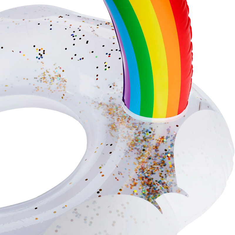 Rainbow Cloud Pool Float, Big Mouth Rainbow Cloud Pool Float glitter detail