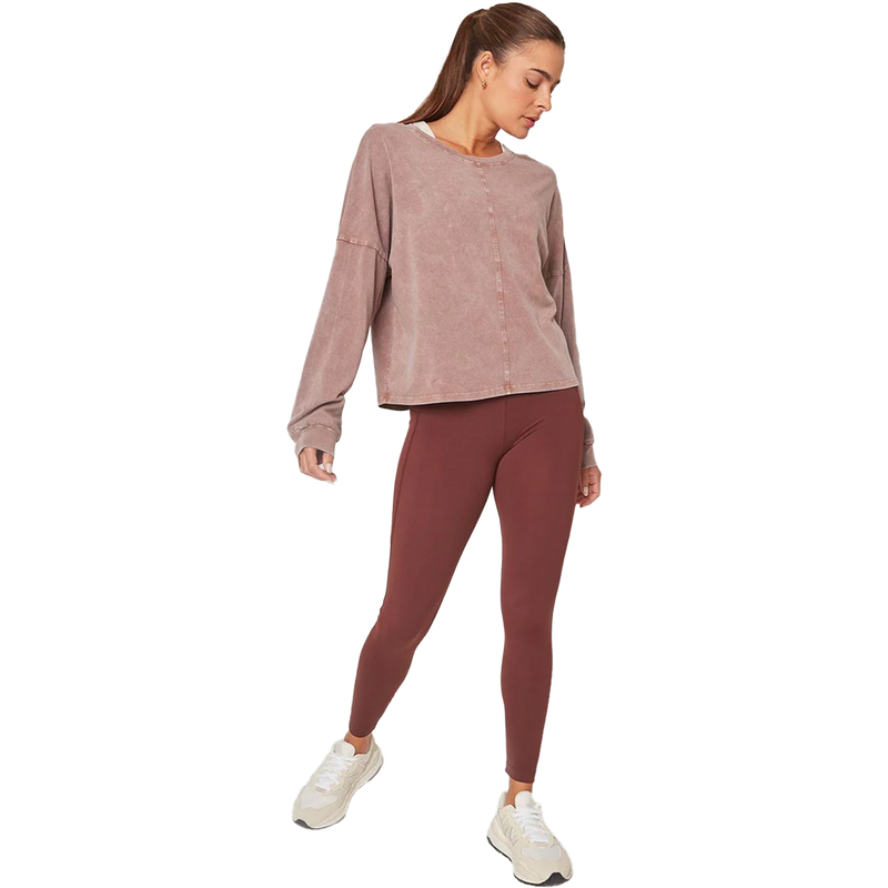 Women's Calm Oversized Boxy Long Sleeve, MPG Women's Calm Oversized Boxy Long Sleeve in Distressed Almond front