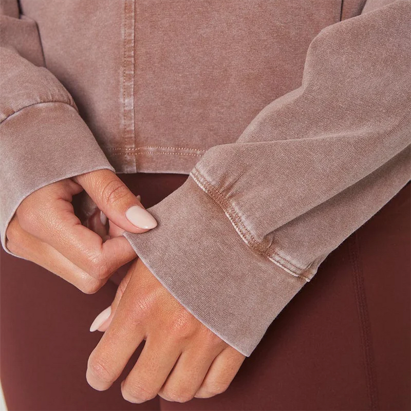 Women's Calm Oversized Boxy Long Sleeve, MPG Women's Calm Oversized Boxy Long Sleeve in Distressed Almond cuffs