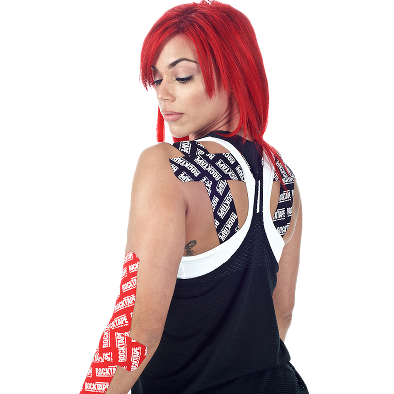 RockTape Go PreCut Extra Sticky, RockTape PreCut Extra Sticky on shoulders and arm