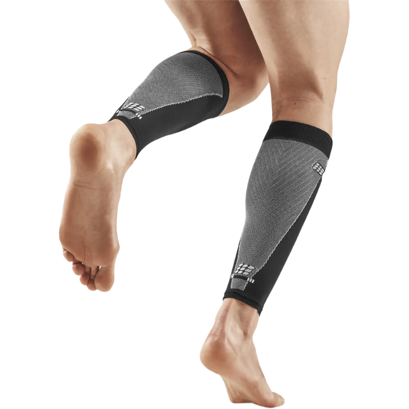 Men's UltraLight Compression Calf Sleeves, CEP Compression Men's UltraLight Compression Calf Sleeves in Black/Light Grey on model back