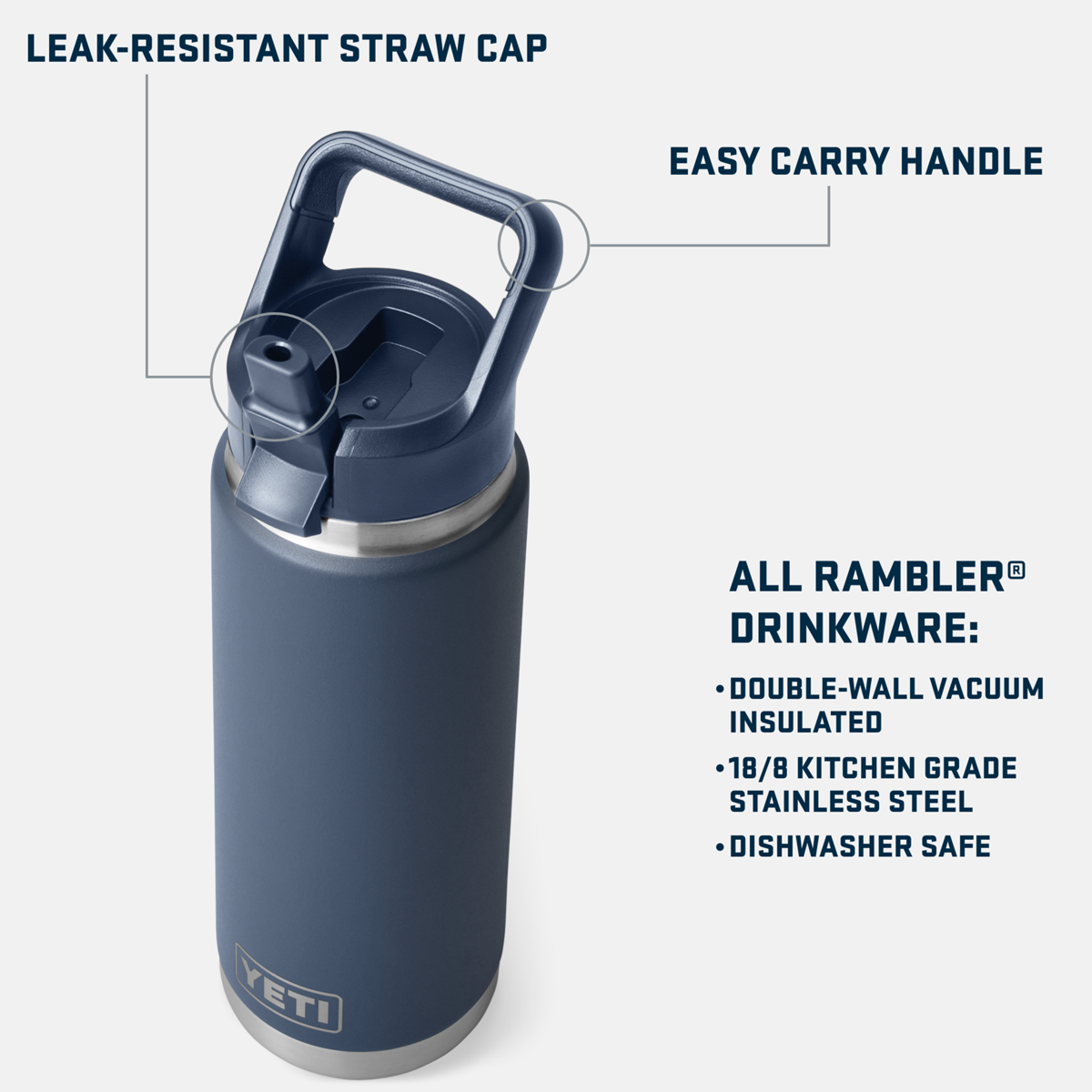 Rambler 26 oz Bottle with Color Matched Straw Cap alternate view