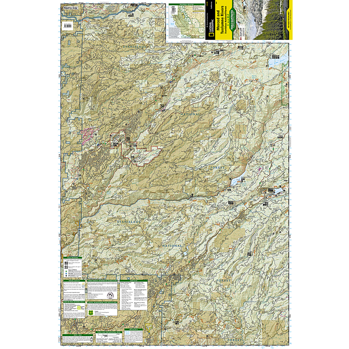 Merced and Tuolumne Rivers Map: Stanislaus National Forest alternate view
