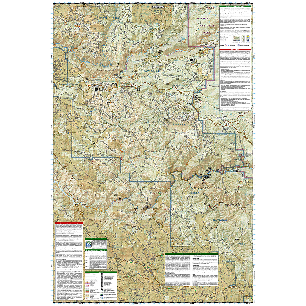 Merced and Tuolumne Rivers Map: Stanislaus National Forest alternate view