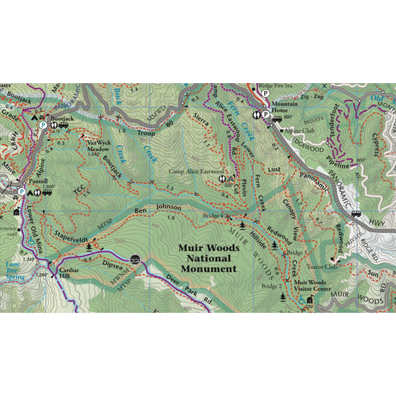 Mt Tam, Muir Woods and Headlands Map, Pease Press Mt Tam, Muir Woods and Headlands Map