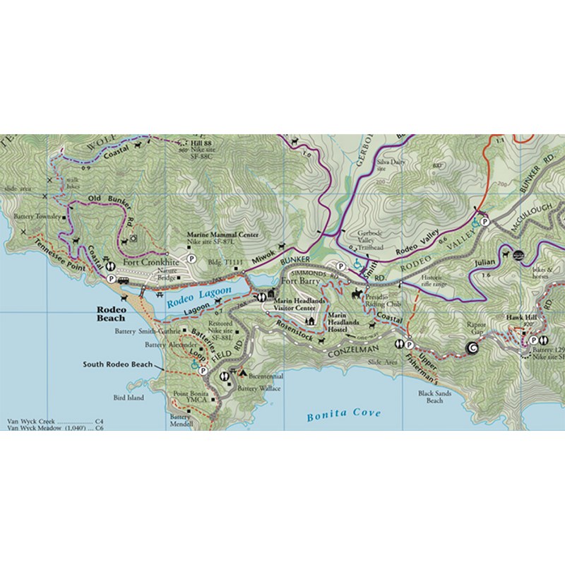 Mt Tam, Muir Woods and Headlands Map, Pease Press Mt Tam, Muir Woods and Headlands Map