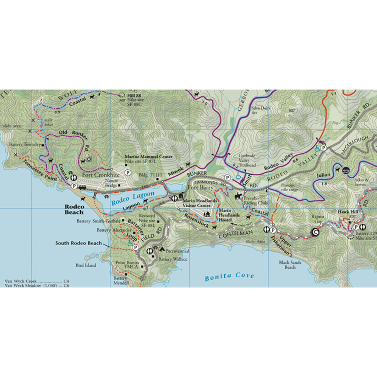 Mt Tam, Muir Woods and Headlands Map alternate view
