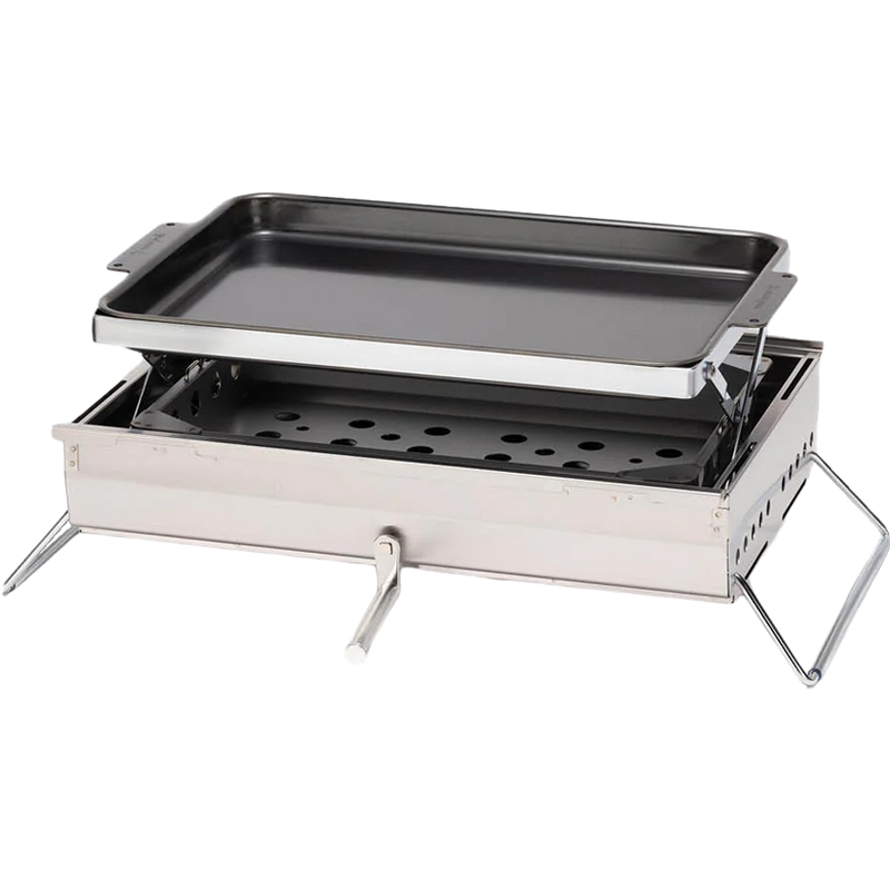 Double BBQ Box, Snow Peak Double BBQ Box with griddle  raised