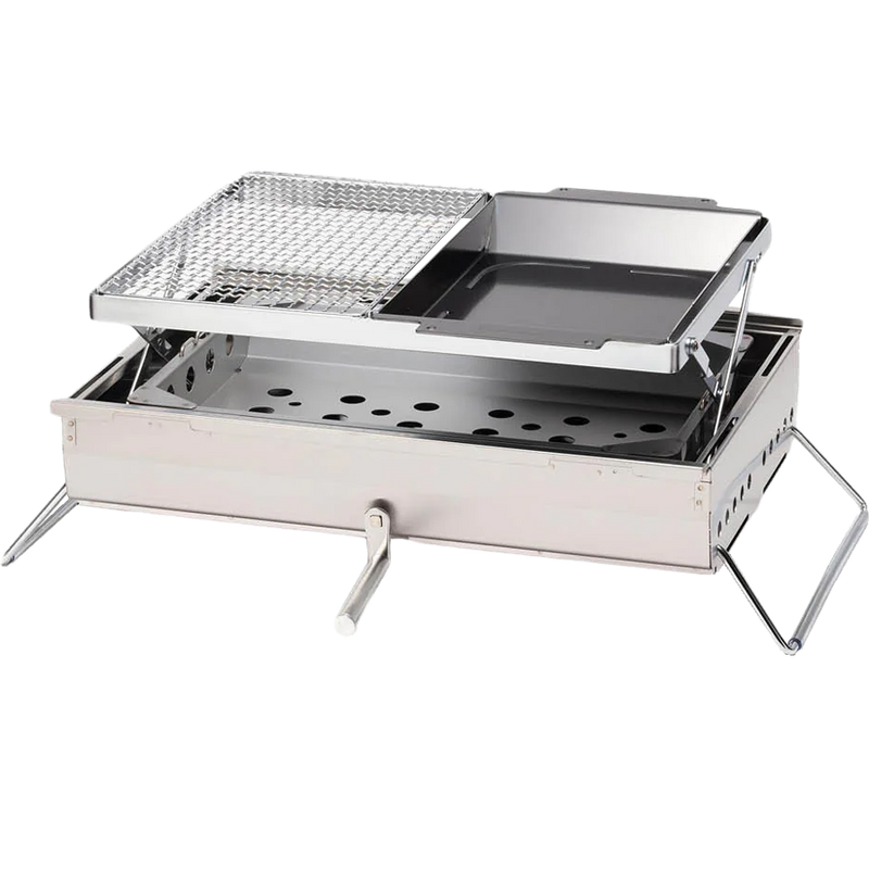 Double BBQ Box, Snow Peak Double BBQ Box half and half raised