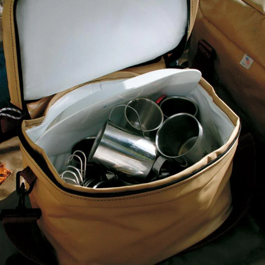 Snow Peak Soft Cooler 18 with kitchen items