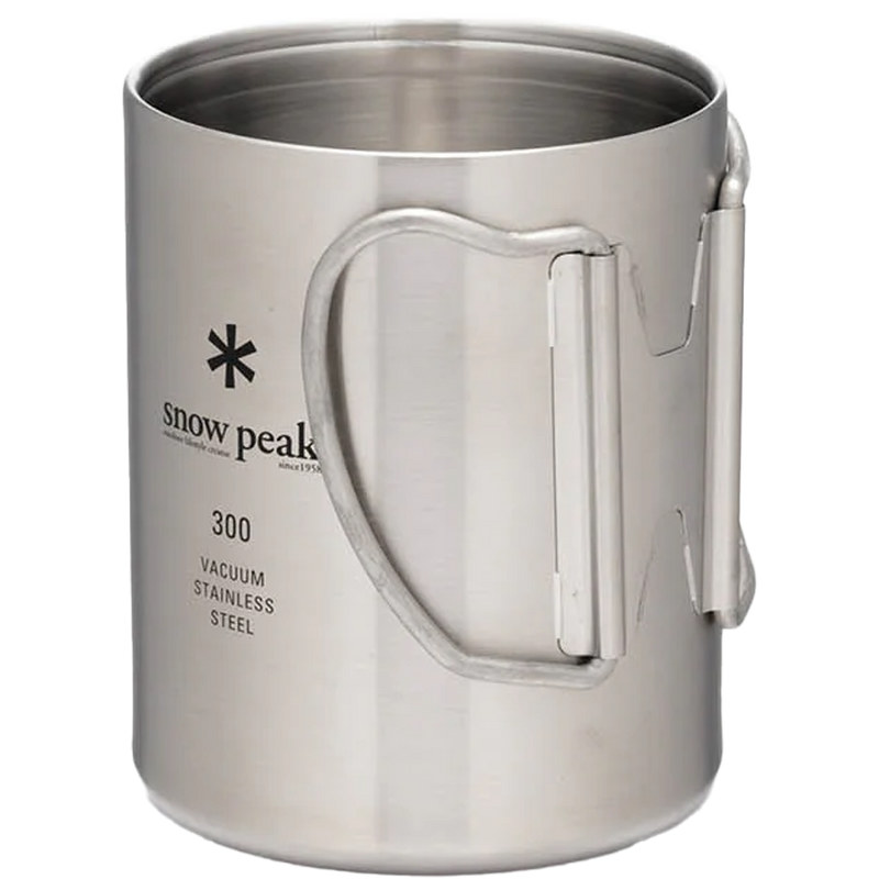 Stainless Vacuum-Insulated Mug 300, Snow Peak Stainless Vacuum-Insulated Mug 300 handles folded