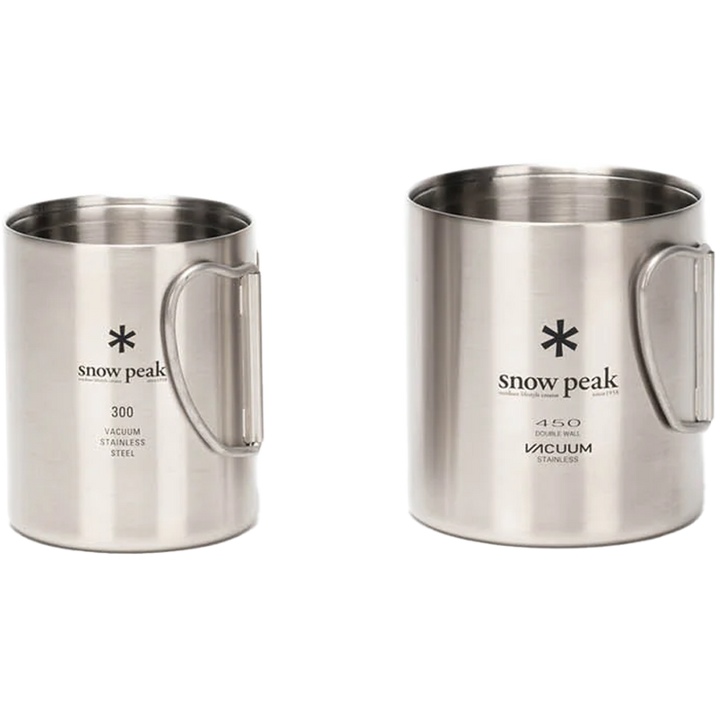 Stainless Vacuum-Insulated Mug 300, Snow Peak Stainless Vacuum-Insulated Mug 450 sizes