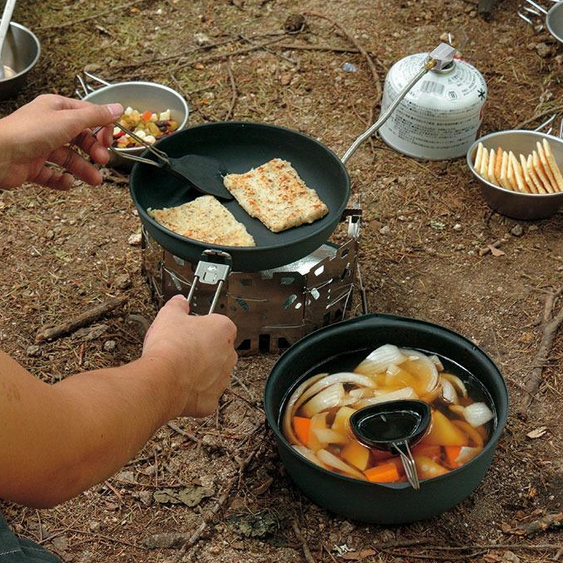 Snow Peak Aluminum Non-stick Cooker 1000 at camp
