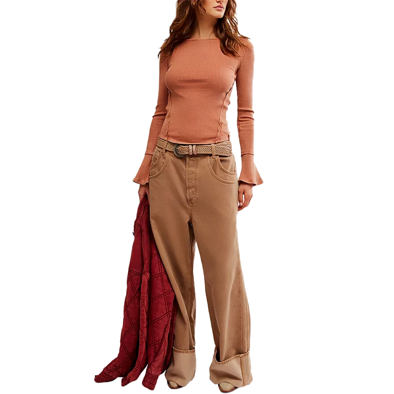 Women's Soul Sister Layering Top, Free People Women's Soul Sister Layering Top in Cedarwood front full length