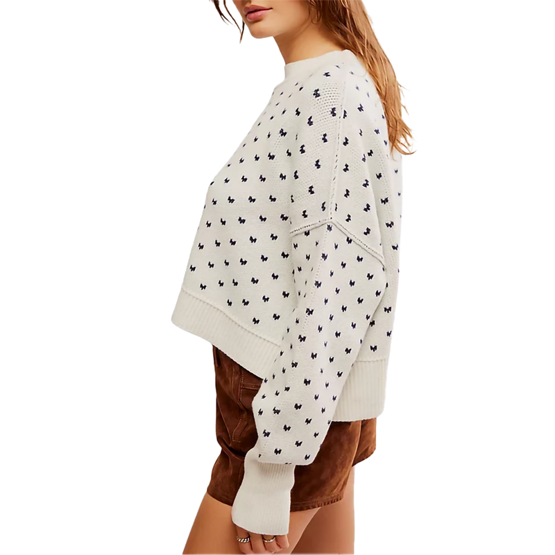Women's Pattern Easy Street Crop, Free People Women's Pattern Easy Street Crop in White Navy Combo left