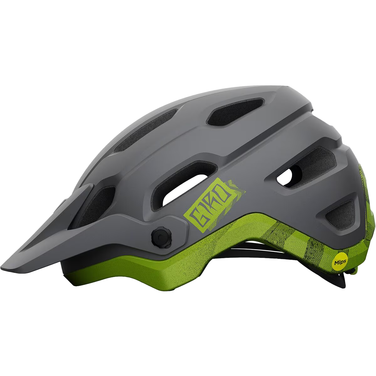 Giro Source MIPS in Matte Metallic Black/Ano Lime left profile