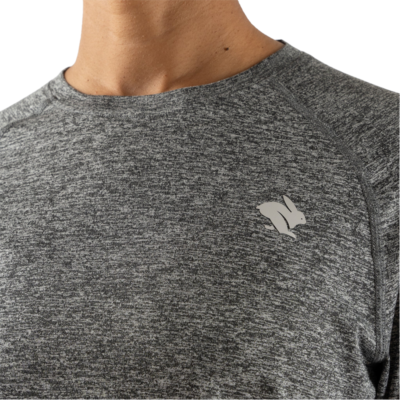 Women's EZ Tee Long Sleeve, Rabbit Women's EZ Tee Long Sleeve in 060-Charcoal Heather front logo