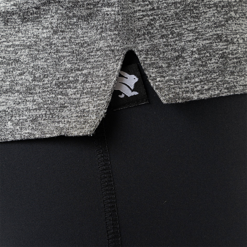 Women's EZ Tee Long Sleeve, Rabbit Women's EZ Tee Long Sleeve in 060-Charcoal Heather hem