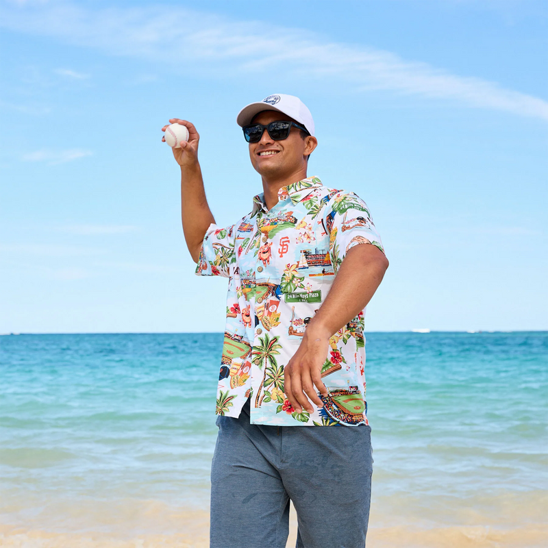 Men's Giants Scenic Button Down, Reyn Spooner Men's Giants Scenic Button Down on model
