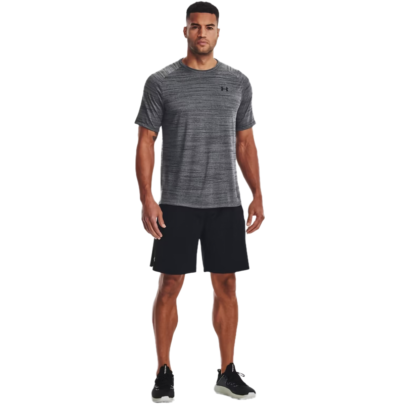 Men's UA Tiger Tech 2.0 Short Sleeve, Under Armour Men's UA Tiger Tech 2.0 Short Sleeve in 001-Black on model