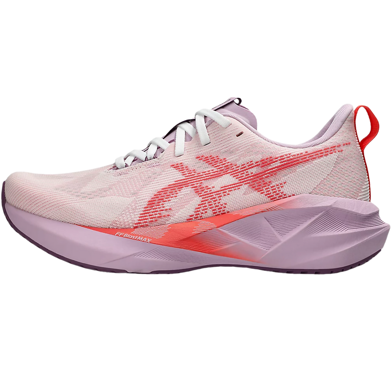 Women's NovaBlast 5, Asics Women's NovaBlast 5 in 101-White Coral Reef left profile