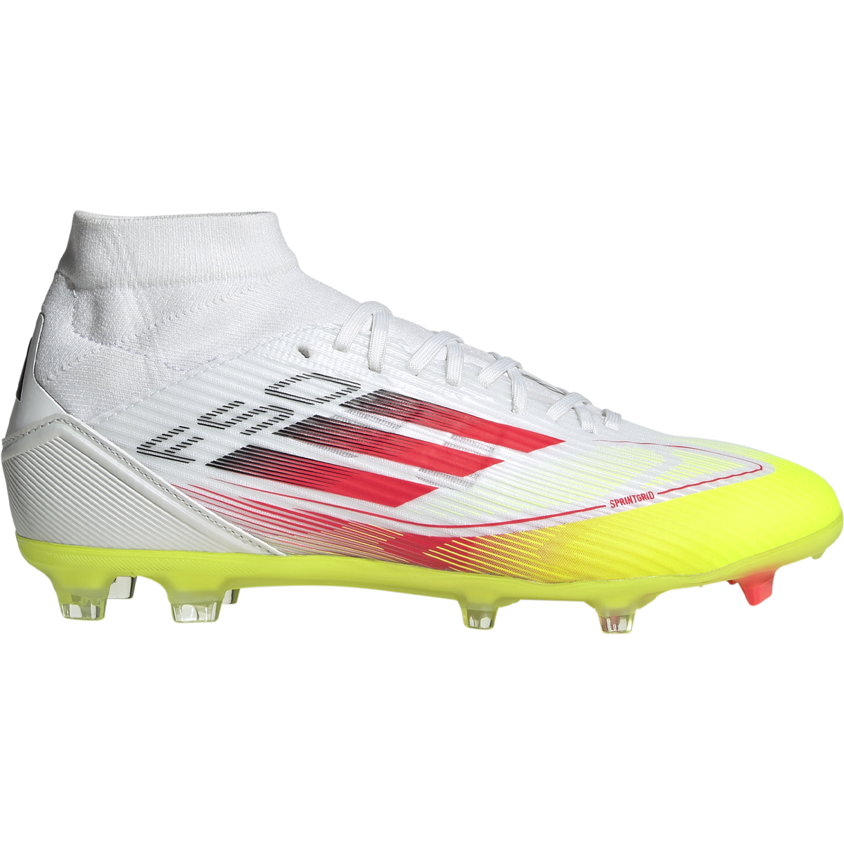 Adidas Women's F50 League FG/MG Mid in Cloud White / Lucid Red / Solar Yellow