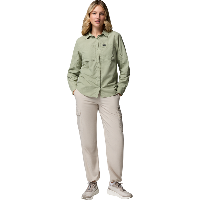 Women's Skien Valley Cargo Pant, Columbia Women's Skien Valley Cargo Pant in 278 Dark Stone front full length