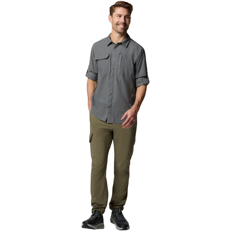 Men Skien Valley Long Sleeve Shirt, Columbia Men Skien Valley Long Sleeve Shirt in 023 City Grey front full length