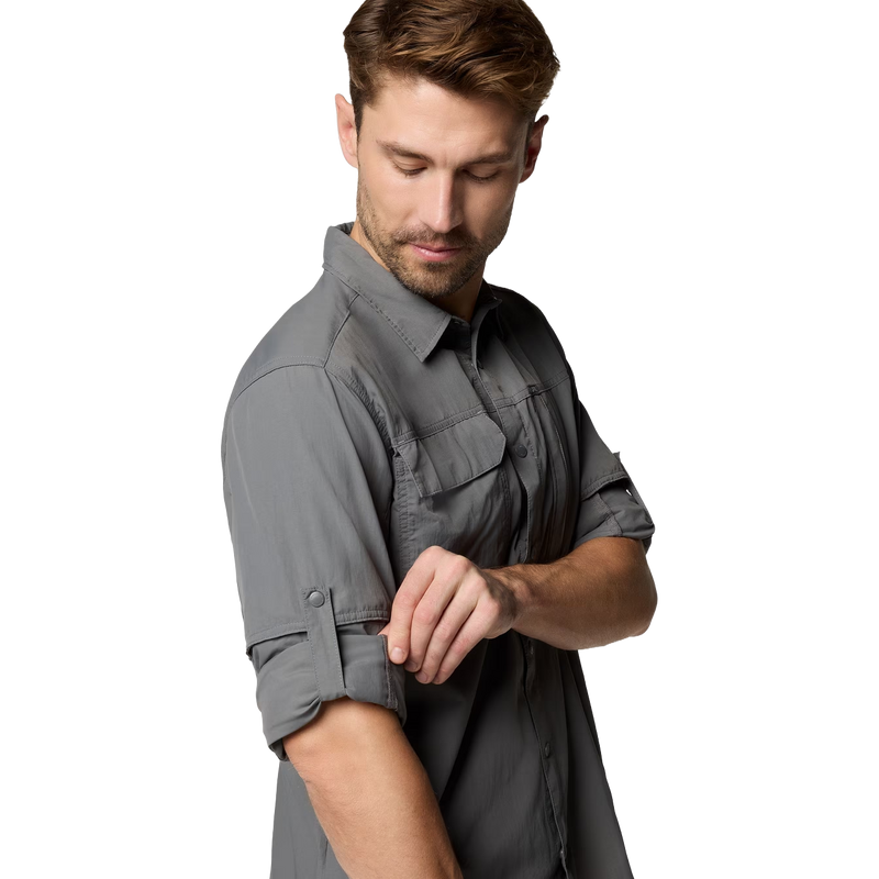 Men Skien Valley Long Sleeve Shirt, Columbia Men Skien Valley Long Sleeve Shirt in 023 City Grey right sleeve