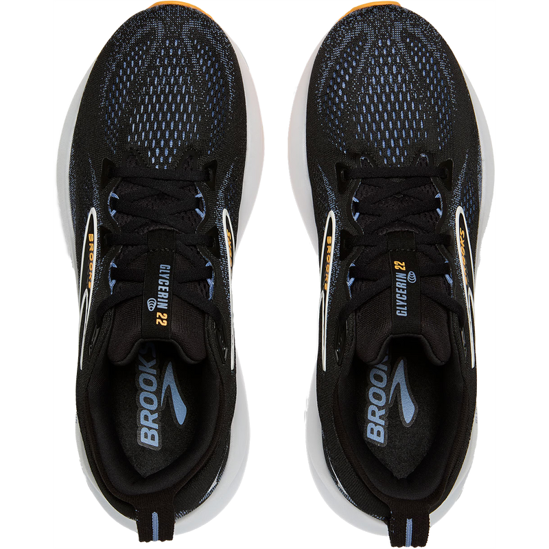 Men's Glycerin 22, Brooks Glycerin 22 in 013-Black/Country Blue/Orange pair top