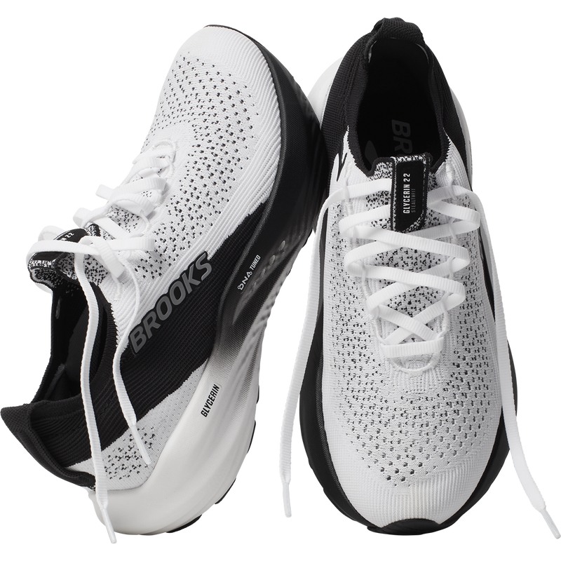 Women's Glycerin StealthFit 22, Brooks Women's Glycerin StealthFit 22 in 135-White/Grey/Black pair