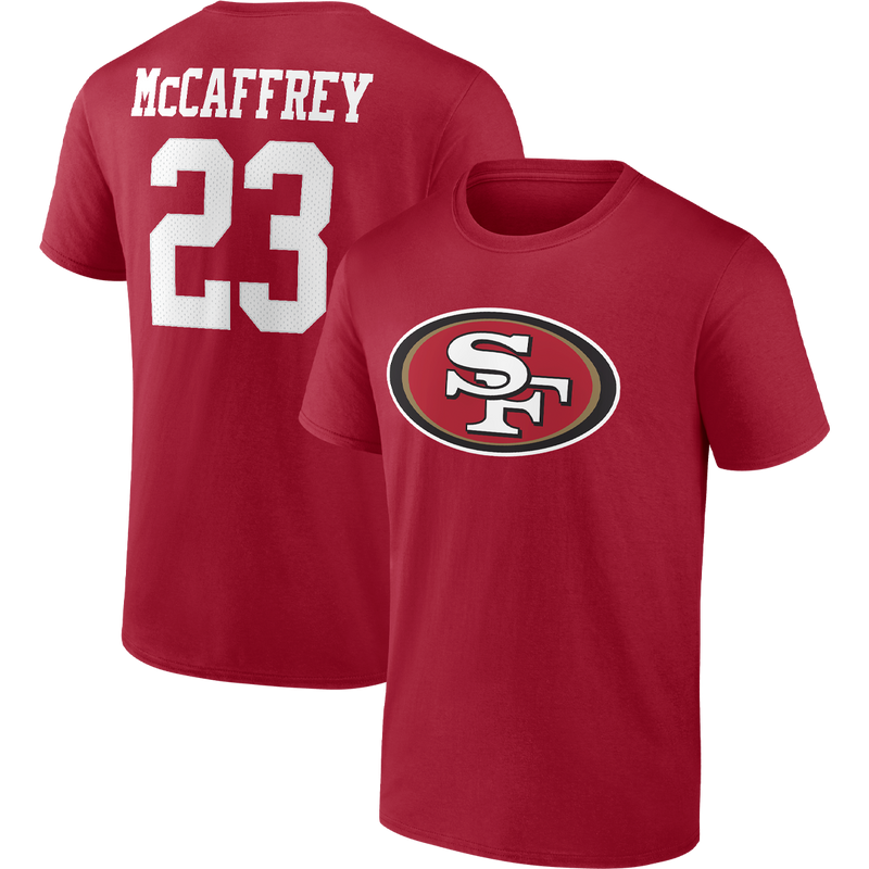 Men's 49ers Player Icon Name and Number Tee - McCaffrey, Featured Image