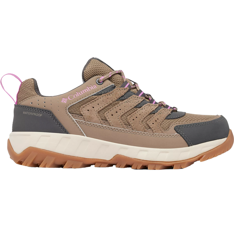 Women's Strata Trail Low WP Wide, Columbia Women's Strata Trail Low WP Wide in 252-Wet Sand right outside profile