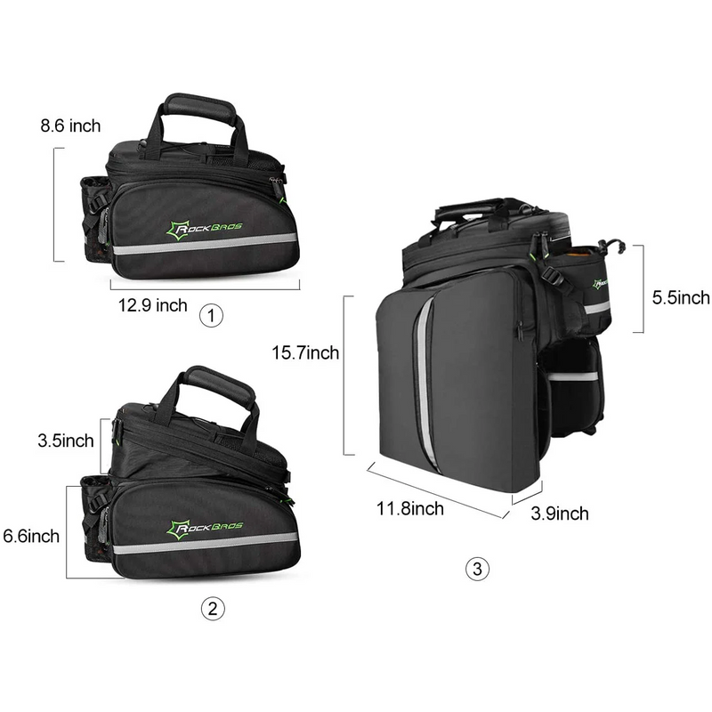ROCKBROS All-in-one Rack Bag, Rockbros All-in-one Rack Bag dimensions