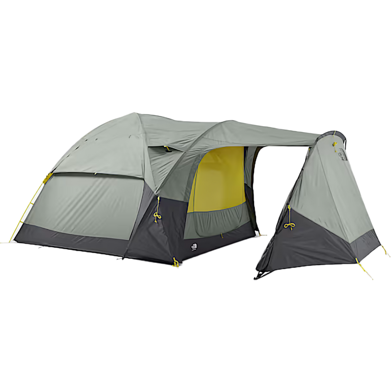 Wawona 6P, The North Face Wawona 6P Y10-Agave Green/Asphalt Grey with rainfly door unzipped