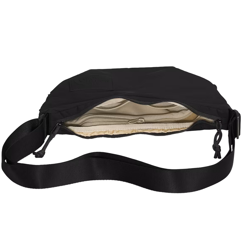 Women's Never Stop Crossbody, The North Face Women's Never Stop Crossbody in 4H0-TNF Black unzipped