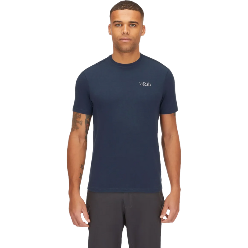 Men's Crimp Logo Tee, Rab Men's Crimp Logo Tee in TMB-Tempest Blue front