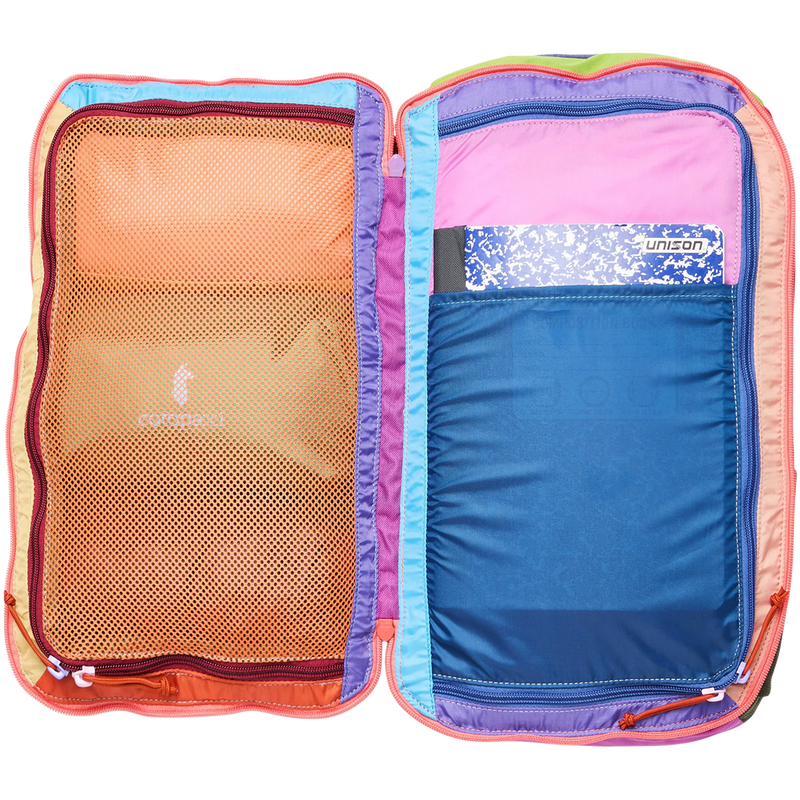 Allpa 20L Travel Pack, Cotopaxi Allpa 20L Travel Pack in Del Dia PT unzipped