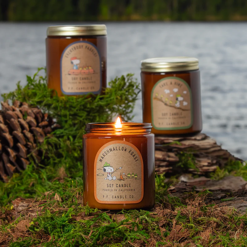 Peanuts Marshmallow Roast 7.2oz Candle, P.F. Candle Co. Peanuts Marshmallow Roast 7.2 oz lit