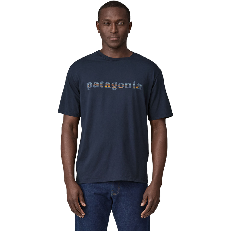 Men's 73 Skyline Text Logo Organic T-Shirt, Patagonia Men's 73 Skyline Text Logo Organic T-Shirt Front