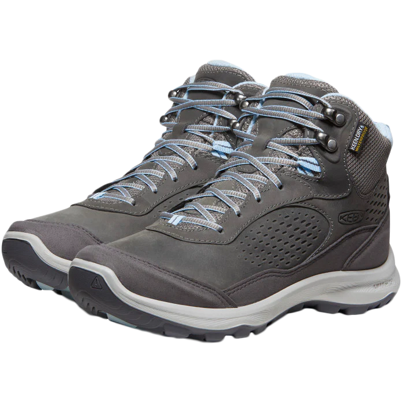 Women's Terradora Explorer Mid Waterproof, Keen Women's Terradora Explorer Mid Waterproof in Steel Grey/Clear Sky pair front left